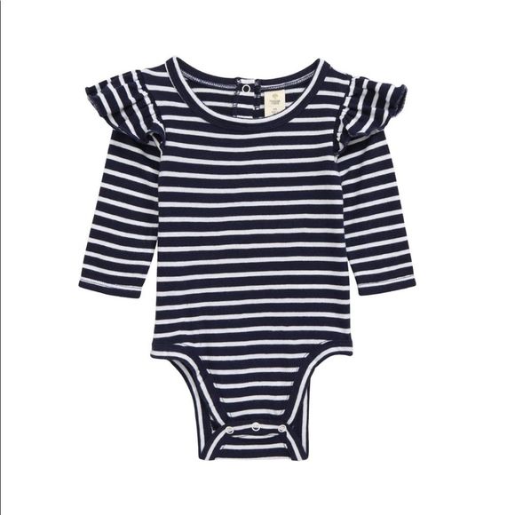 Tucker + Tate Other - NWT Tucker + Tate Baby Girl Toddler Stripled Ruffle Bodysuit Navy & White